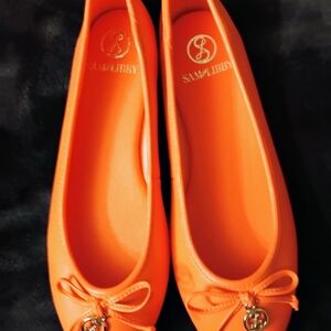 Sam & Libby Vibrant Orange Flats with Bow